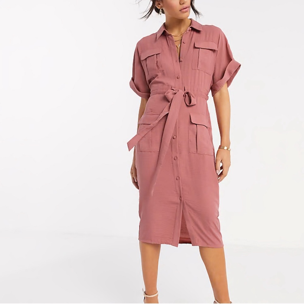ASOS DESIGN utility midi dress in rose